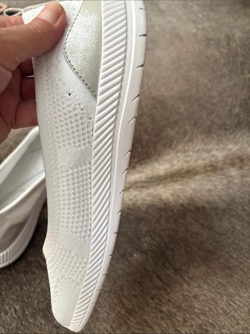 NWOB QVC Easy Spirit Glitz White Knit Slip On Walking Shoes Skimmer Flats Size 9 - Picture 8 of 9
